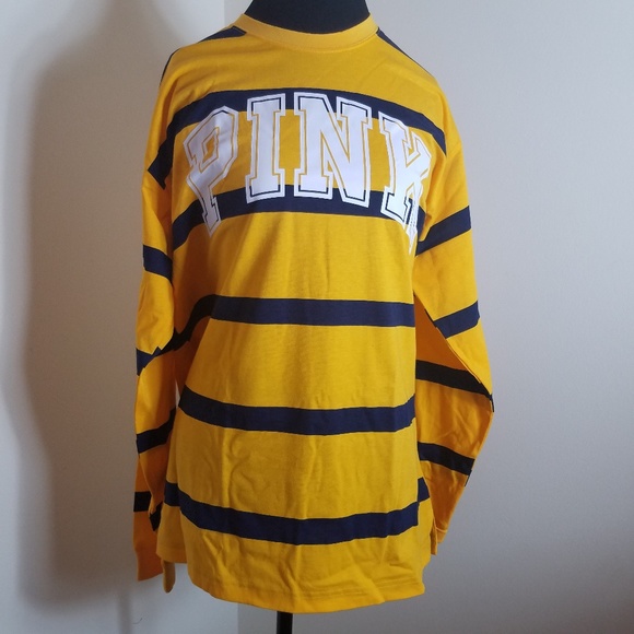 PINK Victoria's Secret Tops - Pink Victoria's Secret Striped Rugby Campus Shirt